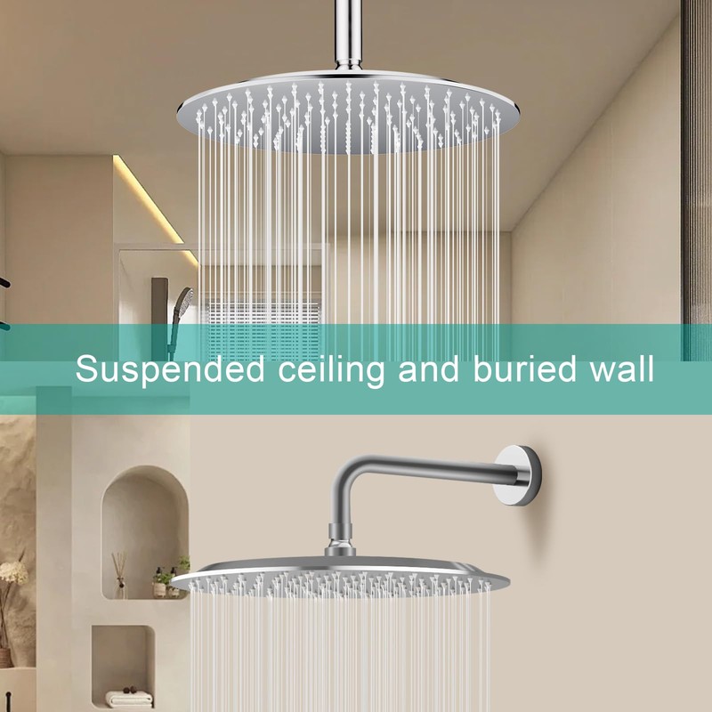 AULEEND 12 Inch Round Rain Shower head, High Flow Stainless