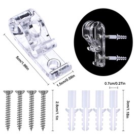 WEONE 8PCS Child Safety P-Clips, Blind Safety Clips for Cord, Clear Roller Blind Clips with 16 Screws + 16 Plastic Pillars for Vertical and Roman Roller Curtain Ball Chain Cord Control