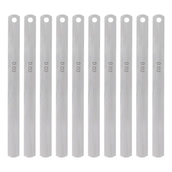 sourcing map 10pcs Mn Steel Feeler Gauge 0.03mm Thickness 150mm