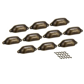 Sourcingmap Cup Pulls, Carbon Steel Shell Pull Handles Bronze Tone for Dresser Kitchen Cabinet Drawer, 3.86" Length 1.34" Width,10 Pack