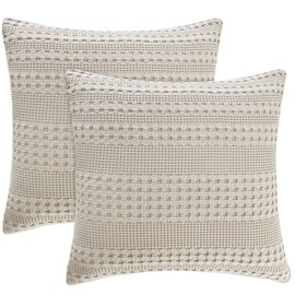 PHF Waffle Weave Euro Sham Cover 26" x 26" Throw Pillow Cover Khaki