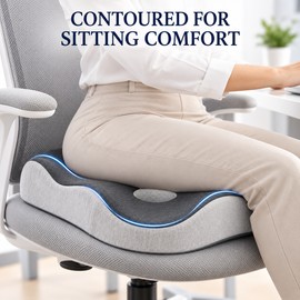 Memory Foam Seat Cushion and Lumbar Support Pillow for Office Chair and Car, Multiple Style Options