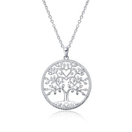 YAFEINI Tree of Life Necklace Jewellery for Men Sterling Silver Tree of Life Necklace Pendant Gift for Women Girls, Sterling Silver, No Gemstone