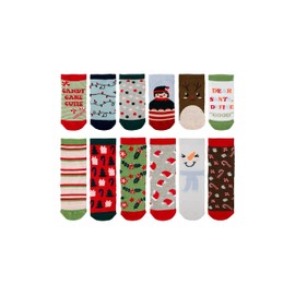 Gertex Kids Holiday Sock Advent Calendar | 12 Days of No Show Socks (Style 3 (Kids Sock Size 7-9))