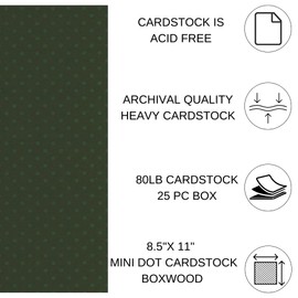 PA Paper Accents Mini Dots Cardstock 8.5" x 11" Boxwood, 80lb Colored cardstock Paper for Card Making, Scrapbooking, Printing, Quilling and Crafts, 25 Piece Pack