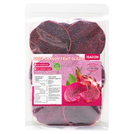 iGAOZM Dried Dragon Fruit,3.52oz/100g,Dry Dragon Fruit Chips,No Sugar Added,Soft and Chewy Bulk,Dehydrated Dragon Slices for Cocktails,Tea Drink,Travel Snacks,Garnishing, Baking