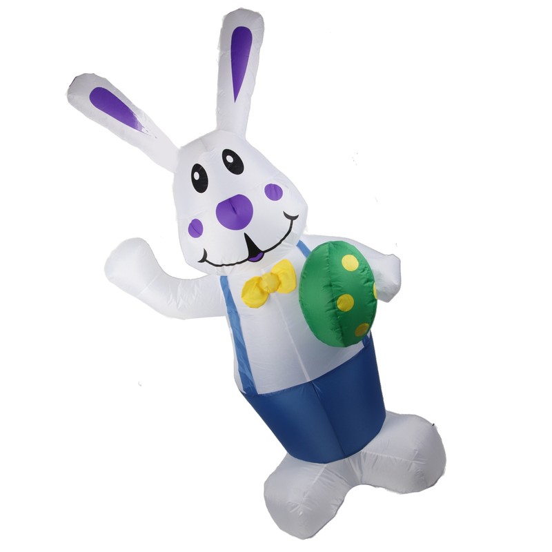 6.5FT High Easter Blue Bunny Holding Easter Egg Inflatable Yard