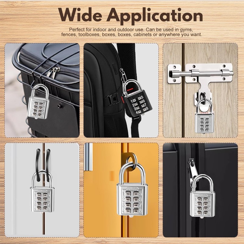 MroMax 1Pcs 8-Digit Combination Padlock Push Button Lock for Locker