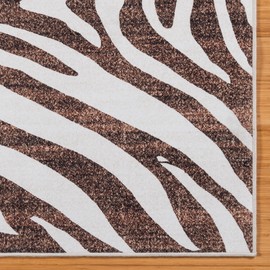 Gertmenian Indoor Boho Area Rug - 8x10 Large, Non Slip, Super Strong, Ideal for High Traffic Areas in Bedroom, Living Room, Kitchen - Zebra, Ivory/Brown, 24637