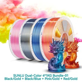 Dual-Color,Triple-Color,Four-Color 1KG/3KG Bundle/6KG Bundle 1.75mm SILK Filament Bundle Compatible with 99% 3D printers:_Classic-01 Dual-Color 4*1KG Bundle