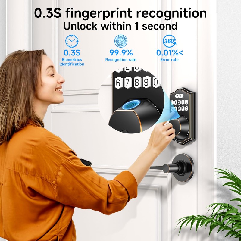 keyless Entry Door Lock deadbolt with Handle Set- Front Door