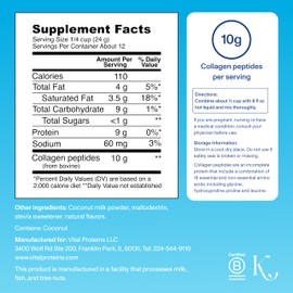 Vital Proteins Collagen Peptides Powder - Original Coffee Creamer for Hair, Skin & Nails Support, 10.3 Oz