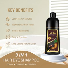 NCEPROHR Brown Hair Dye Shampoo, Instant Hair Color Shampoo, Colors Hair in Minutes, Champu Para Pintar el Cabello, Easy to Use 16.90 Fl Oz