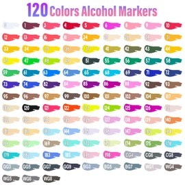 Halobios 120 Colors Alcohol Markers Set, Dual Tip Fine & Chisel Drawing Markers Alcohol Marker with Case, Marker for Adults Kids Coloring Artists Drawing Sketching Card Making and Illustration