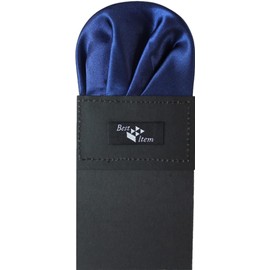 [Best Item] Pocket Square with One Touch Holder, 1 Piece, 2-piece Set, 3-piece Set, Men's, Parties, Weddings, Satin, CH_02, 16_navy blue