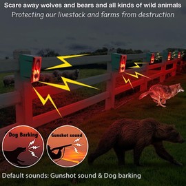 Solar Motion Sensor Alarm Light Outdoor, KINGCOO LED Security Alarm Warning Flashing Light 130 dB Siren Shot Sounds and Dog Bark Sound Recording Function for Farm Villa Barn Yard (Red)