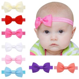 EROSPA® Headband with Bow for Baby Toddler Hair Band Elastic Bowknot Photography Christening Gift Jewellery - Unisex (White)