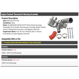 Marketplace Auto Parts Aluminum Engine Coolant Thermostat Housing Assembly - Compatible with 2005-2010 Ford Mustang 4.0L V6 (Vehicles with 1 Sensor)
