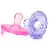 Nuby 2 Piece 100% Silicone Cherry/Natural Shape Pacifiers, 6-12 Months