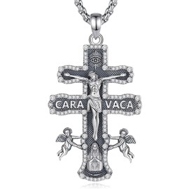 CELESTIA Caravaca Cross Necklace Women's Cross Chain Silver 925 Necklace Men's Cross Pendant Jesus Cross Chain Gifts Women Men, Sterling Silver Stainless Steel, Cubic Zirconia
