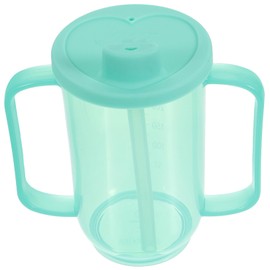 DOITOOL Adult Sippy Cups for Elderly, Spill Proof Cups with Handles Straw and Lid, No Spill Feeding Cup for Patient Disabled Maternity Drink Water, 12 oz