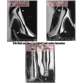 High Heel Shoe Chocolate Mold and Large Champagne Bottle Chocolate Candy Mold With Candy Making Instruction