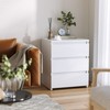 FOTOSOK White Nightstand with 3 Drawers, White Bedside Table Night