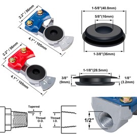 KOOTANS Juego de manos de aluminio de emergencia con sellos de mano Glad para semicircamión, remolque, tractor, caravanas, conectores de acoplamiento de manguera de aire de freno, 1 unidad, rojo, 1 unidad azul