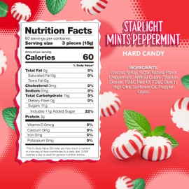 Starlight Mints Peppermint Candy | 2 Pound Bag, About 180 Pieces | Individually Wrapped Hard Candy Bulk