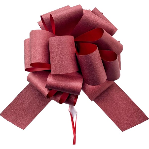 1PC Giant Red Pull Bow for Gift Wrapping, 14" Glitter