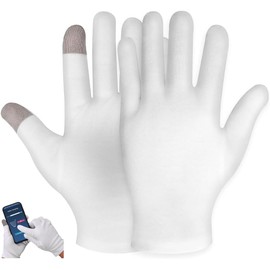 Flycppo Moisturising Gloves with Touch Screen, 1 Pair Cotton Gloves for Dry Hands, Eczema, Handspa Treatment Gloves for Repairing Rough Men Women
