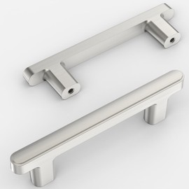 Amerdeco 10 Pack Brushed Satin Nickel Cabinet Pulls 3 Inch(76mm) Hole Center Drawer Pulls Cabinet Hardware Kitchen Cabinet Handles for Bathroom Dresser Pulls ZH0065