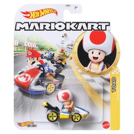 Hot Wheels Mario Kart Die-Cast Character Cars Collection, 6-Pack Set, Toad, Princess Peach, Yoshi, Donkey Kong, Koopa Troopa, Shy Guy Gbg25-957h