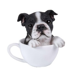 Pacific Giftware Adorable Teacup Pet Pals Puppy Collectible Figurine 5.75 Inches (Boston Terrier)