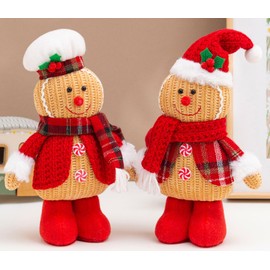 2PCS Christmas Gingerbread Man Plush Doll,Gingerbread Christmas Decorations,Christmas Gnomes for The Home,Christmas Stuffed Doll Gifts for Tiered Tray Party Decor Home