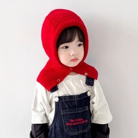 Girls' Stylish Winter Knit Balaclava - Kids' All-in-One Hat & Scarf lf2587 Free Size/Gray 3ea