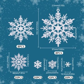 SUNNYCLUE 96Pcs 6 Styles Snowflake Charms Christmas Cabochons Bulk Plastic White Flatback Winter Xmas Snowflakes Large Charms Mini Cabochon Embellishment for Making DIY Decor Craft jewellery Accessori