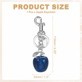 PATIKIL Apple Keychain for Women Bag Purse Charm Cute Apple Accessories with Key Ring and Clip for Handbag Keys Car Ring, Blue-Silver