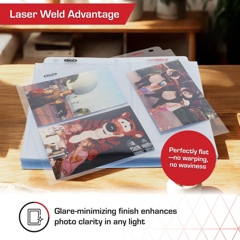 BCW Laserweld 3-Pocket 4x6 Photo Sleeves for 3 Ring Binder