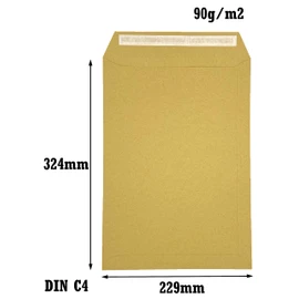 PAKNOR PAKNOR® 50x Braun Versandtaschen DIN C4 229× 324 mm 90g Briefumschläge ohne Fenster gerade Klappe Haftklebung Großbrief a4 Briefkuverts Geschäfts-Umschläge
