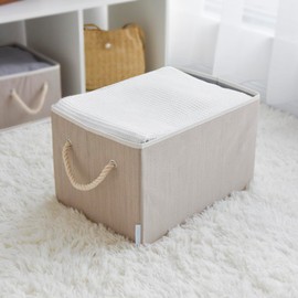 Sukkiri Homu Storage Bins [2-Pack], Foldable Storage Baskets for Organizing Toys, Books, Shelves, Closet, Large Storage Box with Rope Handles, Sturdy Organizer Bins, 16.3"x 12"x 10.24"