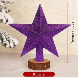 YYCRAFT Glitter Star Tree Topper Christmas Decoration-8 Inch,Purple