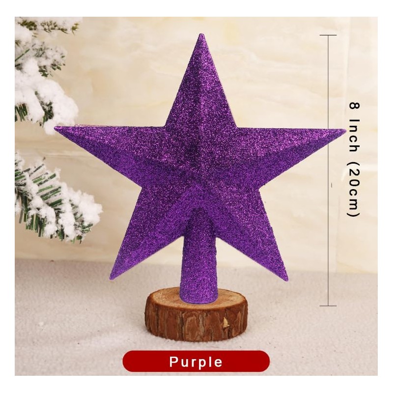 YYCRAFT Glitter Star Tree Topper Christmas Decoration-8 Inch,Purple