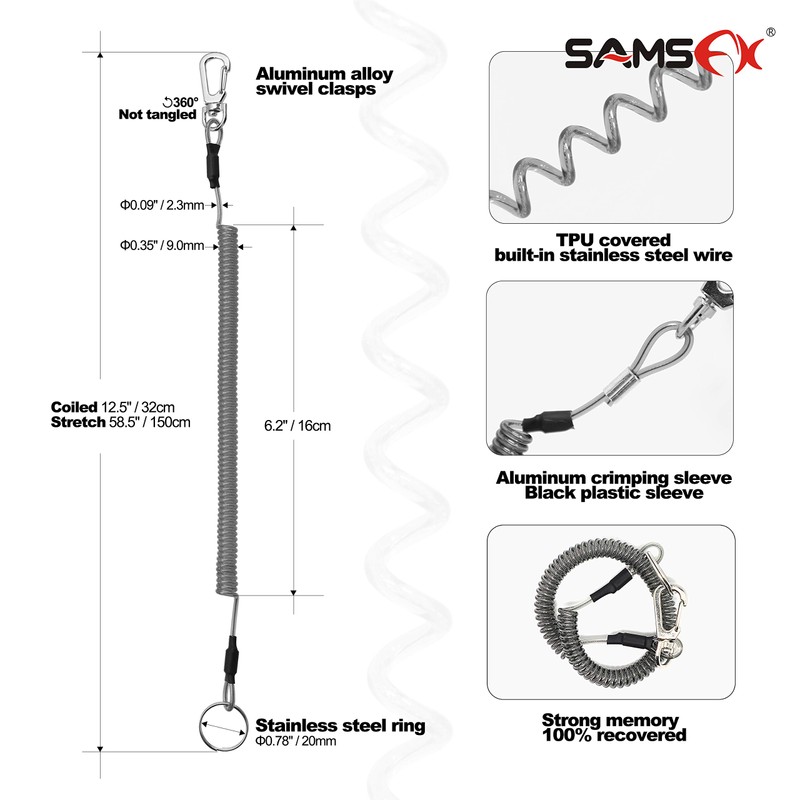 SAMSFX Aluminum Saltwater Fishing Pliers Locking with Quick Nail Knot