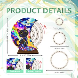 Diamond Art Calendar, Diamond Painting Calendar, Wooden Manual Rotating Desk Calendars, Desktop Small Ornaments Decoration for Home Decor (13)
