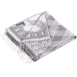 Woven Throw Blanket Gray Geometric Reversible Super Soft Lightweight Blanket for Sofa Couch Decoration Throw, 50" x 70"