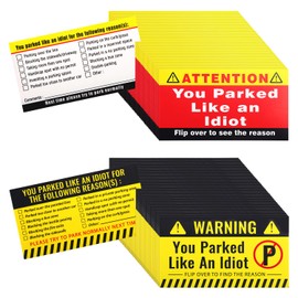 200pcs You Parked Like an Idiot Cards, 3.5x2 Inch Attention Bad Parking Notes Stickers Funny Parking Violation Signs Tickets Multi Reasons Violations for Adults (2 Styles)