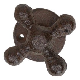 Ebros Gift Pack Of 2 Cast Iron Vintage Rustic Old Fashioned Traditional Farmhouse Cross Handle Sink Faucet Wall Hooks For Coats Jackets Leashes Keys Organizer