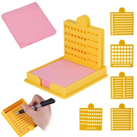 5pcs Sticky Note Stencil Template, Reusable Sticky Note to-Do List Stencil Template with Box & Paper for Office Home School Supplies (Yellow)