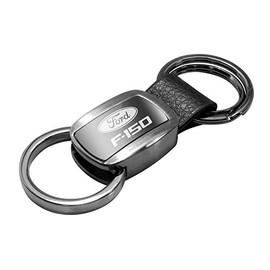 Ford F150 Black Chrome Metal with Genuine Leather Accent Car Key Chain